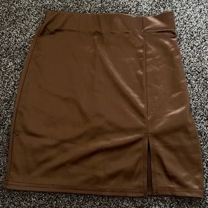 Silk brown mini skirt